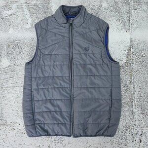 Chaps Men Vest Gray Puffer Light Weight Sleeve Less Zip Up Jacket Coat Size M